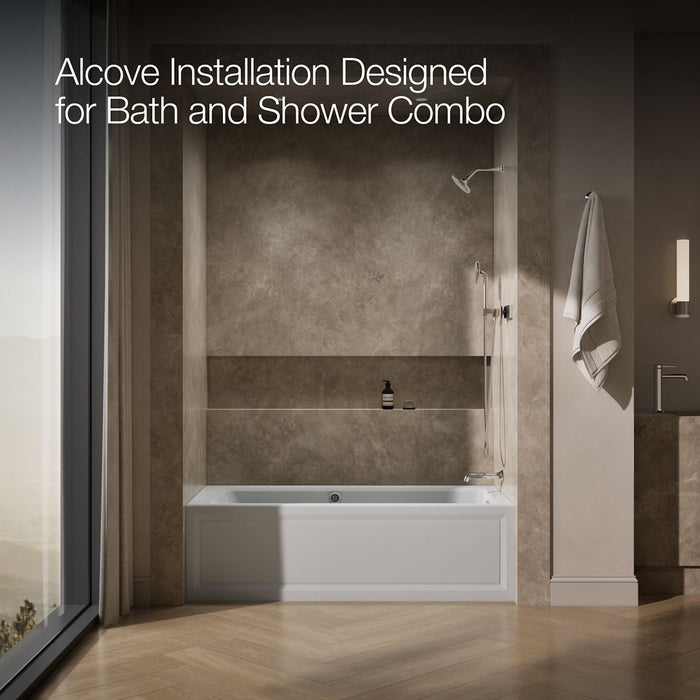 KOHLER K-1949-GHRAW Archer 66" x 32" alcove Heated BubbleMassage air bath with Bask heated surface, right drain, ice grey...