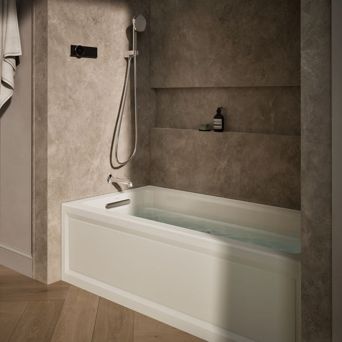 KOHLER K-1949-LA Archer 66" x 32" integral apron whirlpool with integral flange and left-hand drain, biscuit - view 3