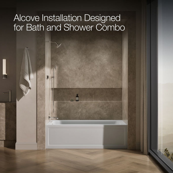 KOHLER K-1949-LA Archer 66" x 32" integral apron whirlpool with integral flange and left-hand drain, ice grey - view 2
