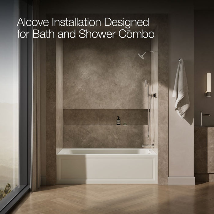 KOHLER K-1949-RA Archer 66" x 32" alcove whirlpool, right drain, biscuit - view 2
