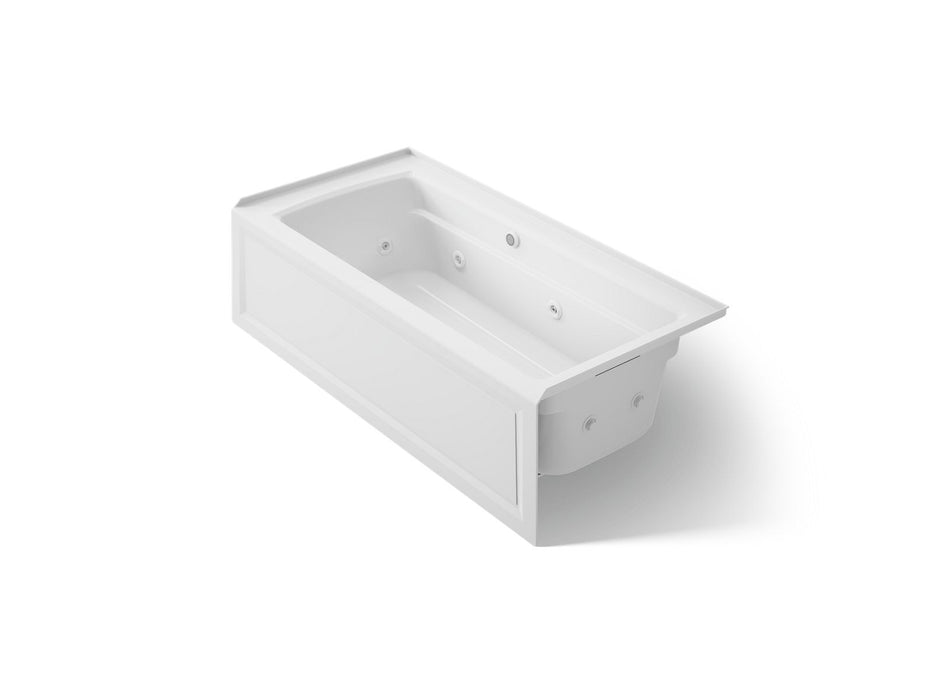 KOHLER K-1949-RAW Archer 66" x 32" alcove whirlpool bath with Bask heated surface, right drain, white