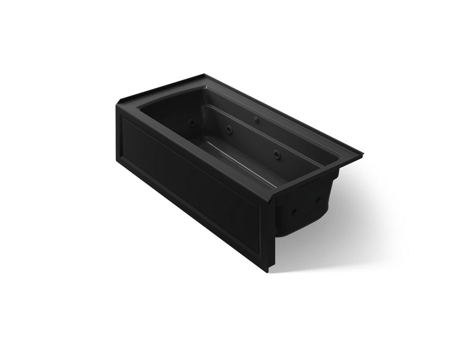 KOHLER K-1949-XGHRA Archer 66" x 32" alcove Heated BubbleMassage air bath and whirlpool, right drain, black black