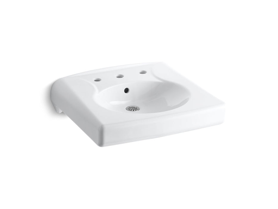 KOHLER K-1997-8 Brenham Wall-mount or concealed carrier arm mount commercial bathroom sink with widespread faucet holes,...