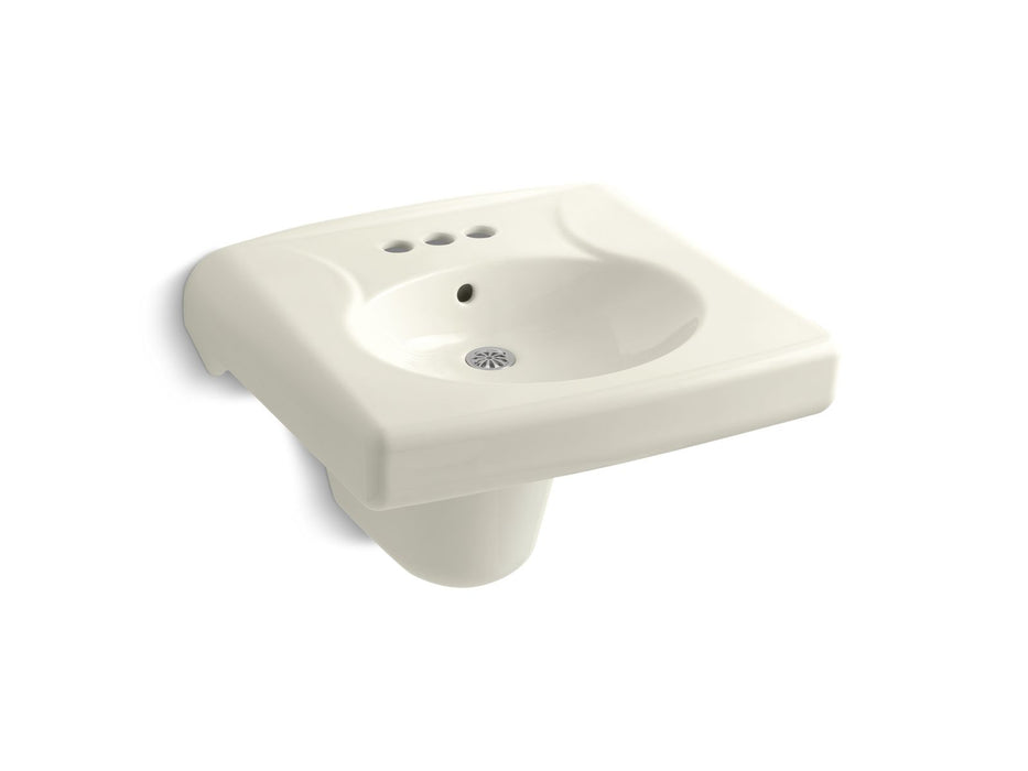 KOHLER K-1999-4 Brenham Wall-mount or concealed carrier arm mount commercial bathroom sink with 4" centerset faucet holes...