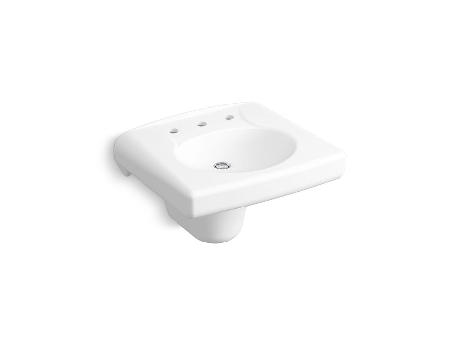 KOHLER K-1999-8N Brenham Wall-mount or concealed carrier arm mount commercial bathroom sink with widespread faucet holes...