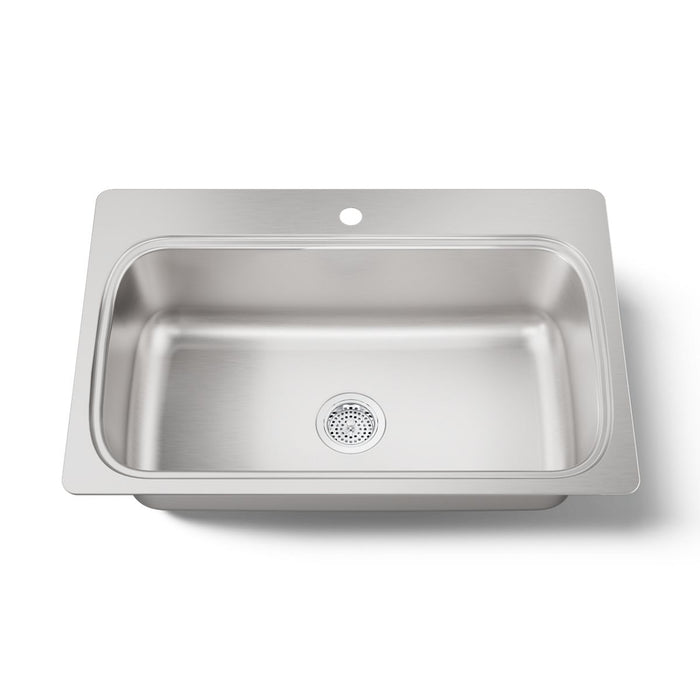 KOHLER K-20060-1 Verse 33" top-mount single-bowl kitchen sink, stainless steel - view 3