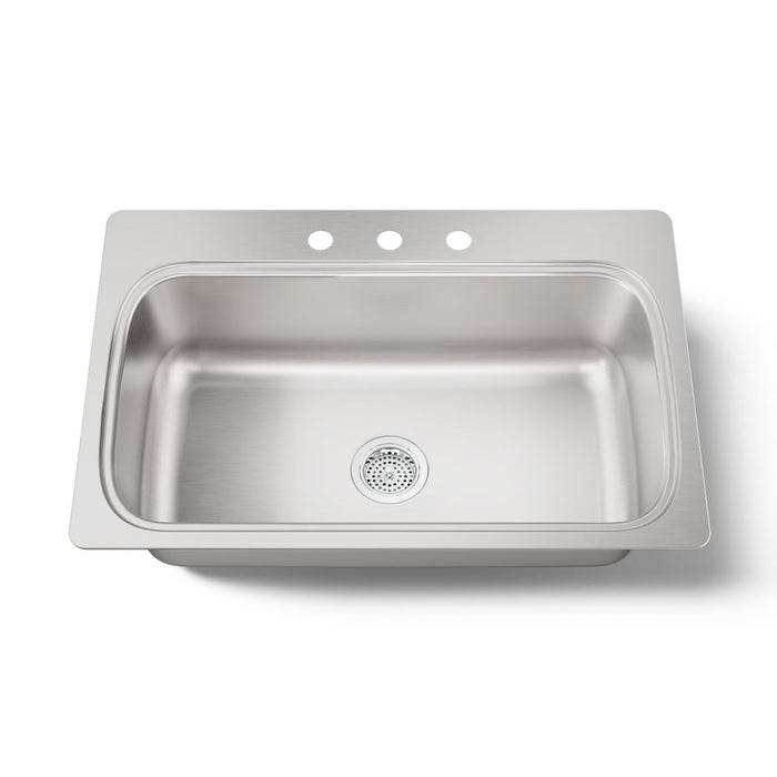 KOHLER K-20060-3 Verse 33" top-mount single-bowl kitchen sink, stainless steel - view 5