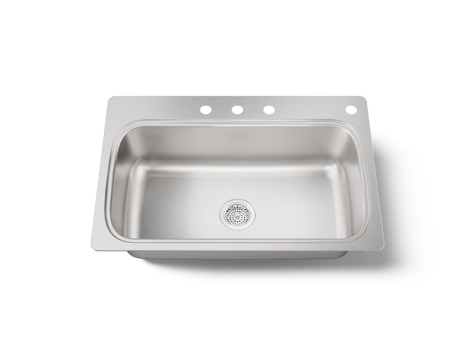 KOHLER K-20060-4 Verse 33" top-mount single-bowl kitchen sink, stainless steel