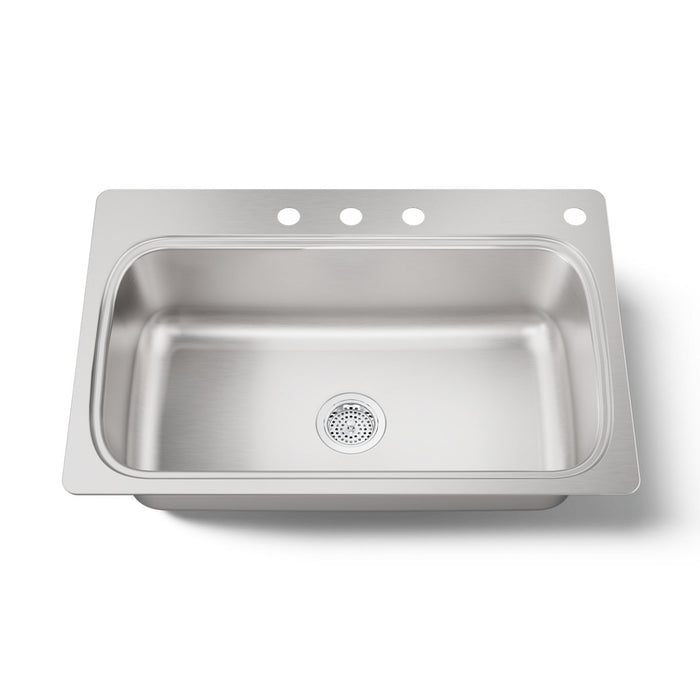 KOHLER K-20060-4 Verse 33" top-mount single-bowl kitchen sink, stainless steel - view 5
