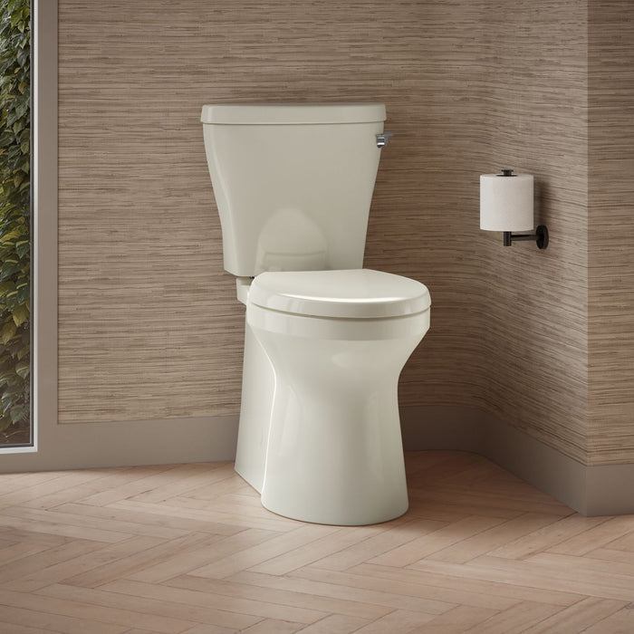 KOHLER K-20197-RA Betello Two-piece Elongated Toilet with Skirted Trapway, 1.28 GPF, Biscuit - image focused on single produc