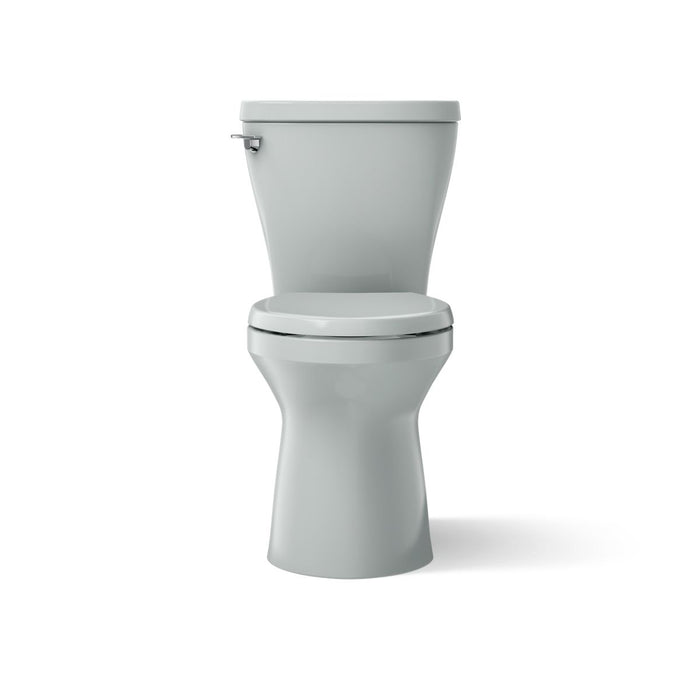 KOHLER K-20198 Betello ContinuousClean XT Two-piece Elongated Toilet with Skirted Trapway, 1.28 GPF, Ice Grey - front view of