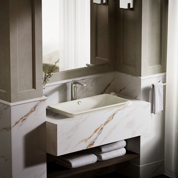 KOHLER K-20212-B Iron Plains 30" rectangular drop-in/undermount/vessel bathroom sink with Biscuit painted underside - view 4