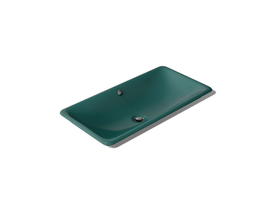 KOHLER K-20212-PAT Iron Plains 30" rectangular drop-in / undermount / vessel bathroom sink, teal exterior with teal interior