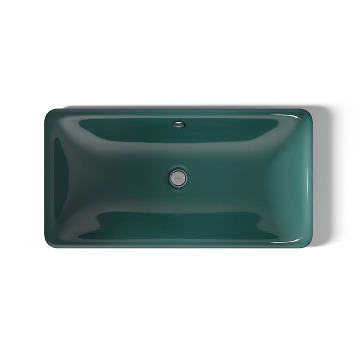 KOHLER K-20212-PAT Iron Plains 30" rectangular drop-in / undermount / vessel bathroom sink, teal exterior with teal...