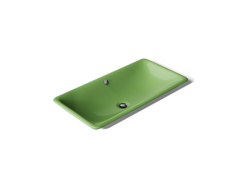 KOHLER K-20212-PFG Iron Plains 30" rectangular drop-in / undermount / vessel bathroom sink, fresh green exterior with...