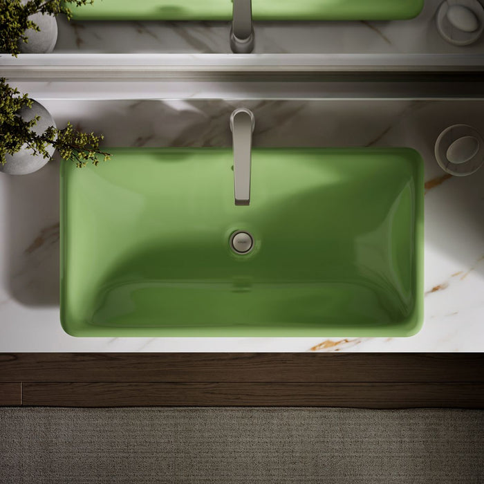 KOHLER K-20212-PFG Iron Plains 30" rectangular drop-in / undermount / vessel bathroom sink, fresh green exterior with...