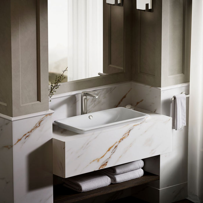 KOHLER K-20212-W Iron Plains 30" rectangular drop-in/undermount/vessel bathroom sink with White painted underside - view 4