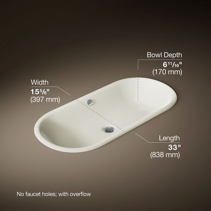 KOHLER K-20213 Iron Plains 33" oval drop-in/undermount bathroom sink