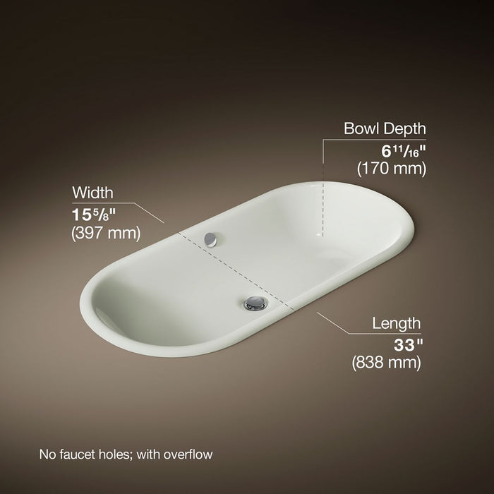 KOHLER K-20213 Iron Plains 33" oval drop-in/undermount bathroom sink