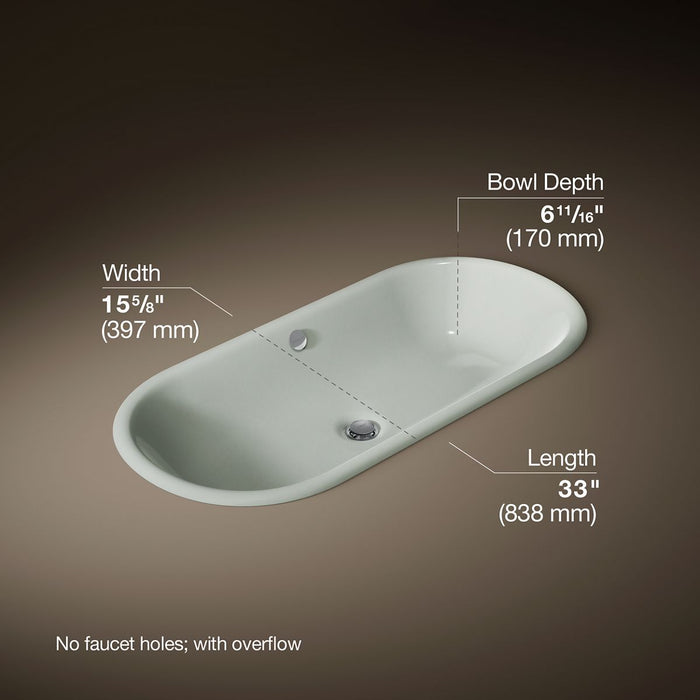 KOHLER K-20213 Iron Plains 33" oval drop-in/undermount bathroom sink