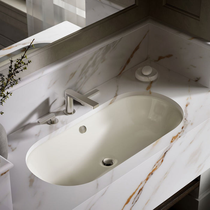 KOHLER K-20213-B Iron Plains 33" oval drop-in/undermount/vessel bathroom sink with Biscuit painted underside