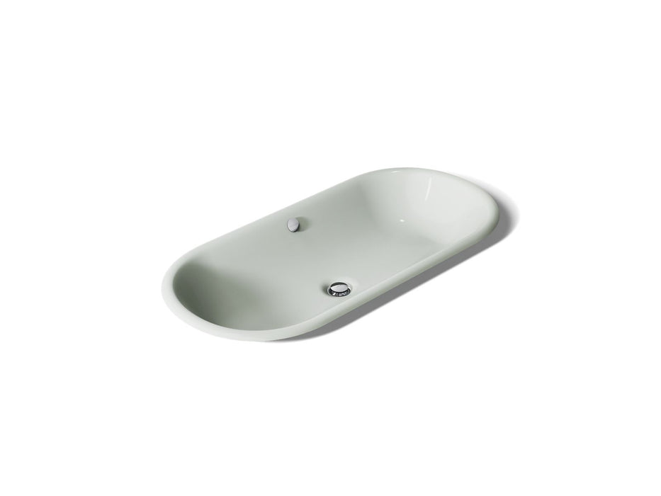 KOHLER K-20213-W Iron Plains 33" oval drop-in/undermount/vessel bathroom sink with White painted underside, sea salt