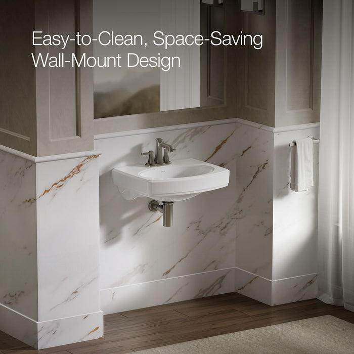 KOHLER K-2028-4 Pinoir 22" oval wall-mount bathroom sink