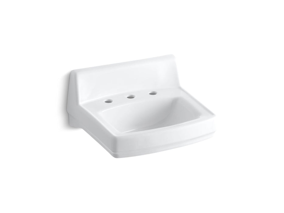 KOHLER K-2030 Greenwich 20-3/4" x 18-1/4" wall-mount/concealed arm carrier bathroom sink with widespread faucet holes, white