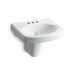 KOHLER K-2035-4 Pinoir 22" oval wall-mount bathroom sink with glazed underside, white