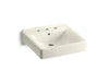 KOHLER K-2053 Soho 20" x 18" wall-mount/concealed arm carrier bathroom sink with 8" widespread faucet holes, biscuit
