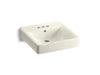 KOHLER K-2054 Soho 20" x 18" wall-mount/concealed arm carrier arm bathroom sink with 4" centerset faucet holes, biscuit