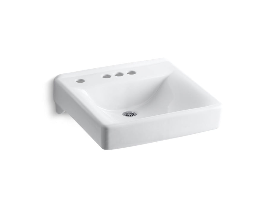 KOHLER K-2054-NL Soho 20" x 18" wall-mount/concealed arm carrier bathroom sink with 4" centerset faucet holes and...