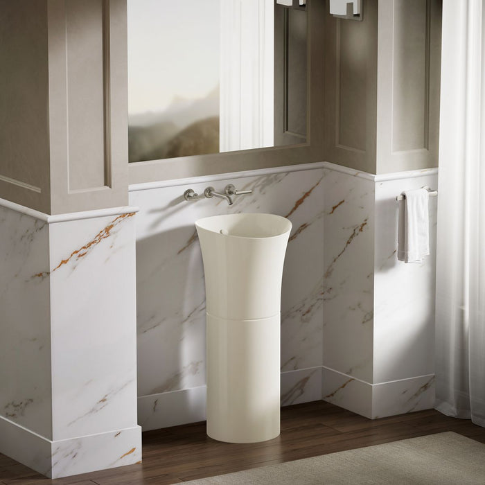 KOHLER K-20702 Veil 12-1/4" pedestal bathroom sink, biscuit - view 2