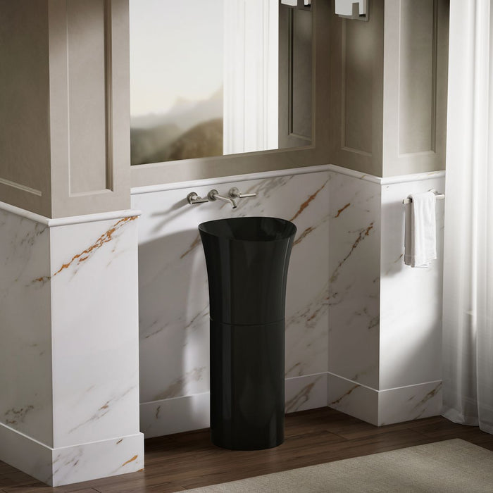KOHLER K-20703-N Veil 16" round vessel bathroom sink or pedestal sink basin, no overflow, black black - view 3