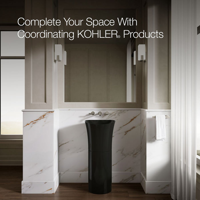 KOHLER K-20703-N Veil 16" round vessel bathroom sink or pedestal sink basin, no overflow, black black - view 5