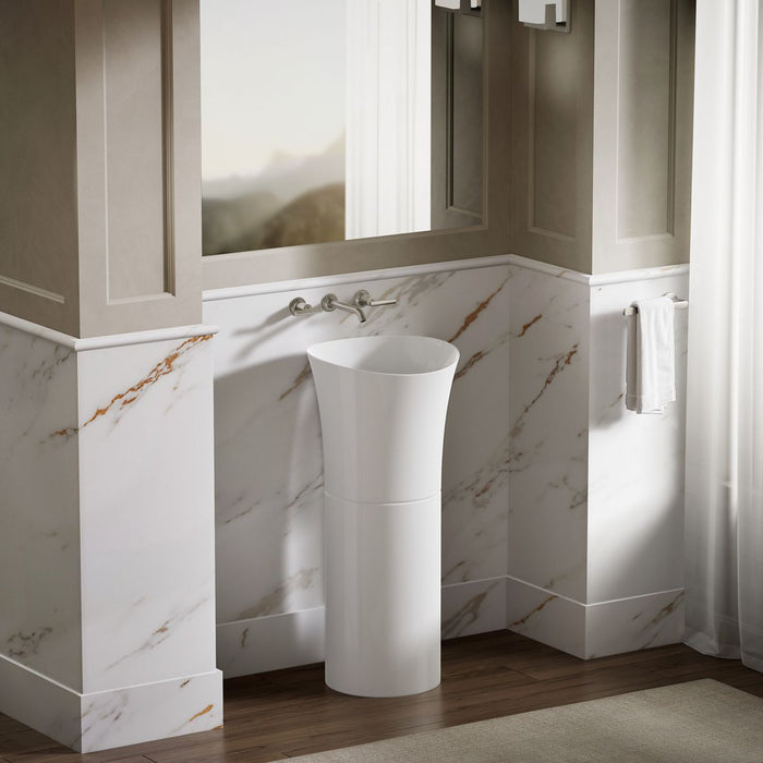 KOHLER K-20703-N Veil 16" round vessel bathroom sink or pedestal sink basin, no overflow, white - view 3