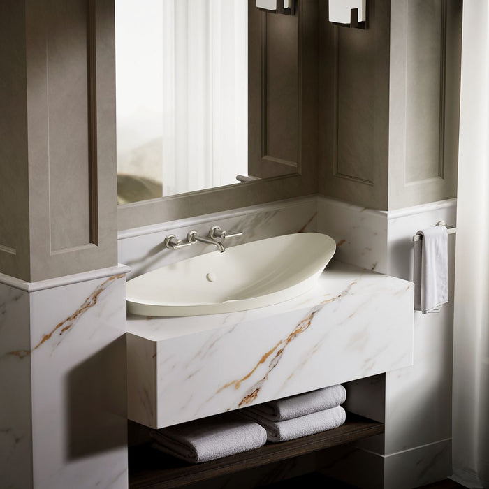 KOHLER K-20705 Veil 38-1/2" oval vessel bathroom sink, biscuit - view 2