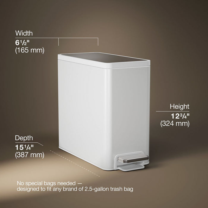 KOHLER K-20957 2.5-gallon slim step trash can