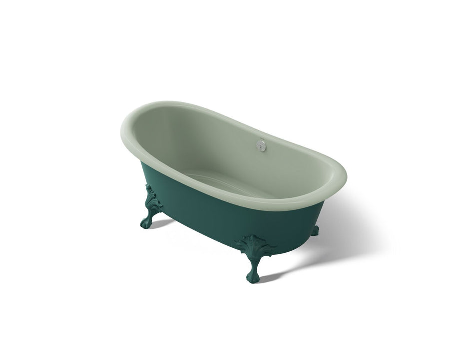 KOHLER K-21000-PAT Artifacts 66-1/8" x 32-1/2" freestanding bath, teal exterior with aspen interior