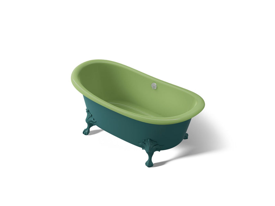 KOHLER K-21000-PAT Artifacts 66-1/8" x 32-1/2" freestanding bath, teal exterior with fresh green interior