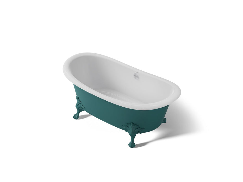 KOHLER K-21000-PAT Artifacts 66-1/8" x 32-1/2" freestanding bath, teal exterior with white interior