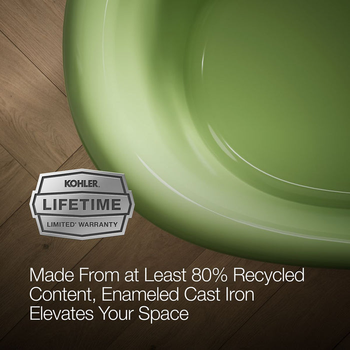 KOHLER K-21000-PFG Artifacts 66-1/8" x 32-1/2" freestanding bath, fresh green exterior with fresh green interior - view 3