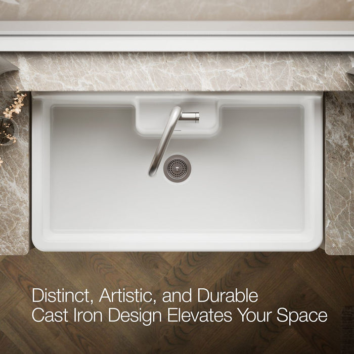 KOHLER K-21103-1HPPB Farmstead 45" top-/wall-mount single-bowl workstation farmhouse kitchen sink