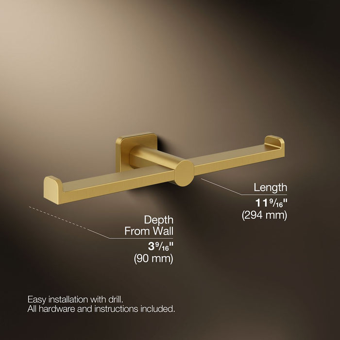 KOHLER K-21897 Parallel Double toilet paper holder, vibrant brushed moderne brass - view 5