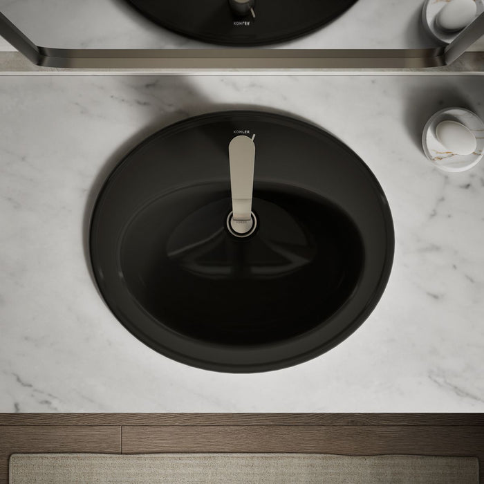 KOHLER K-2196-1 Pennington 20-1/4" oval drop-in bathroom sink, black black - view 5
