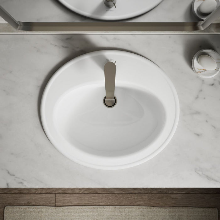 KOHLER K-2196-1 Pennington 20-1/4" oval drop-in bathroom sink, white - view 5