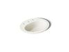 KOHLER K-2196-8 Pennington 20-1/4" oval drop-in bathroom sink, biscuit