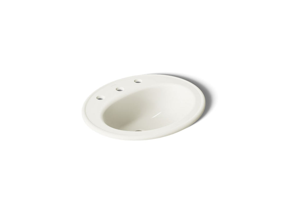 KOHLER K-2196-8 Pennington 20-1/4" oval drop-in bathroom sink, biscuit