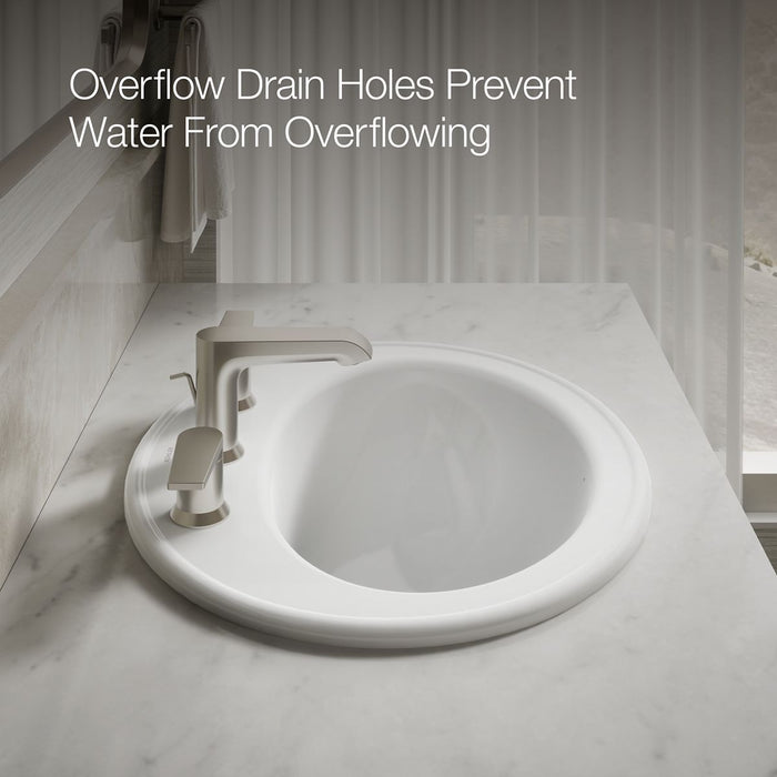 KOHLER K-2196-8 Pennington 20-1/4" oval drop-in bathroom sink, white - view 2