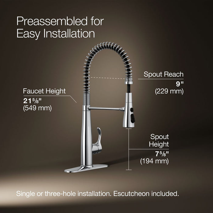 KOHLER K-22033 Simplice Semi-professional kitchen sink faucet with three-function sprayhead